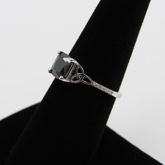 Sterling Silver Black CZ Diamond Celtic Band Ring - Picture 2 of 5